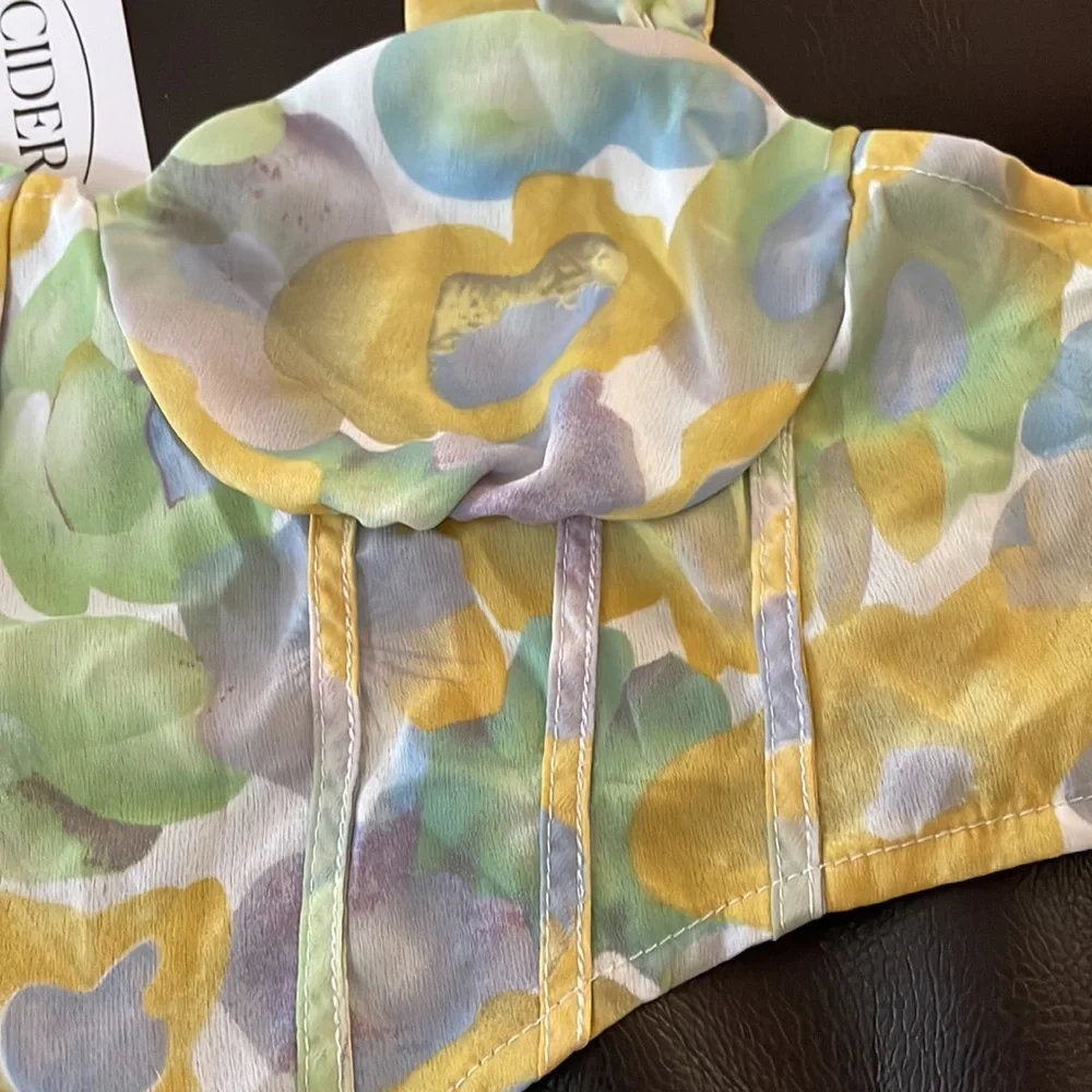 🌸Cider Floral Corset Tank Crop Top. Large. - Picture 3 of 6